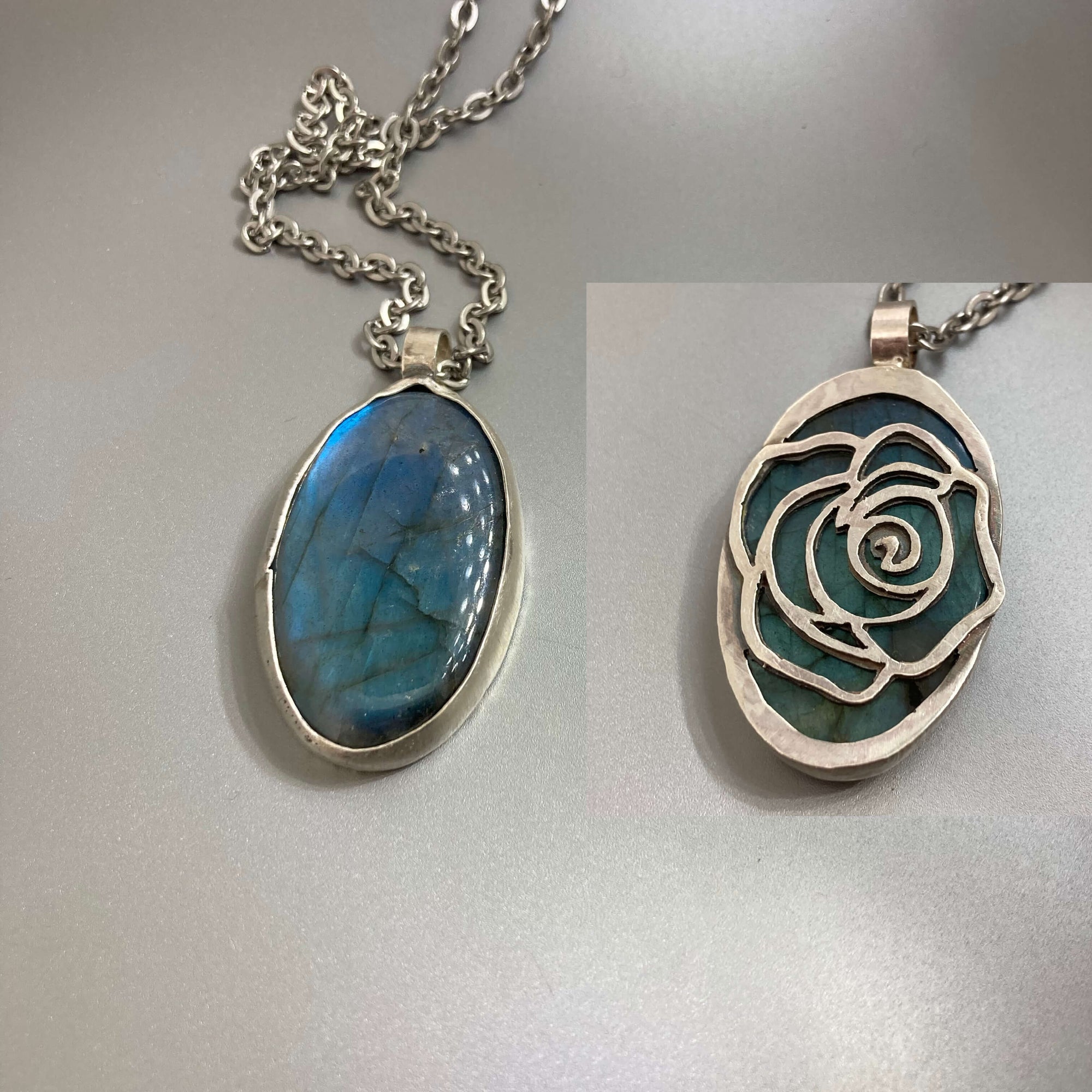 Labradorite Rose Necklace by Courtney Marie Jewelry