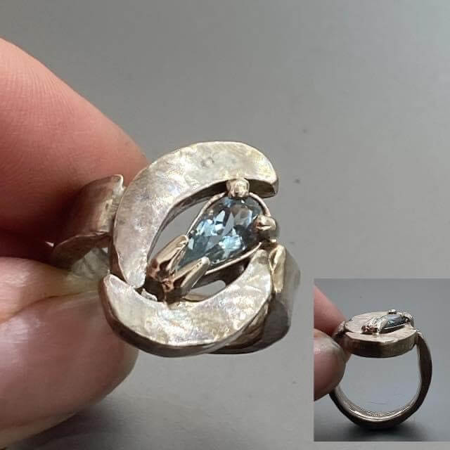 Aquamarine and Steel Ring by Courtney Marie Jewelry