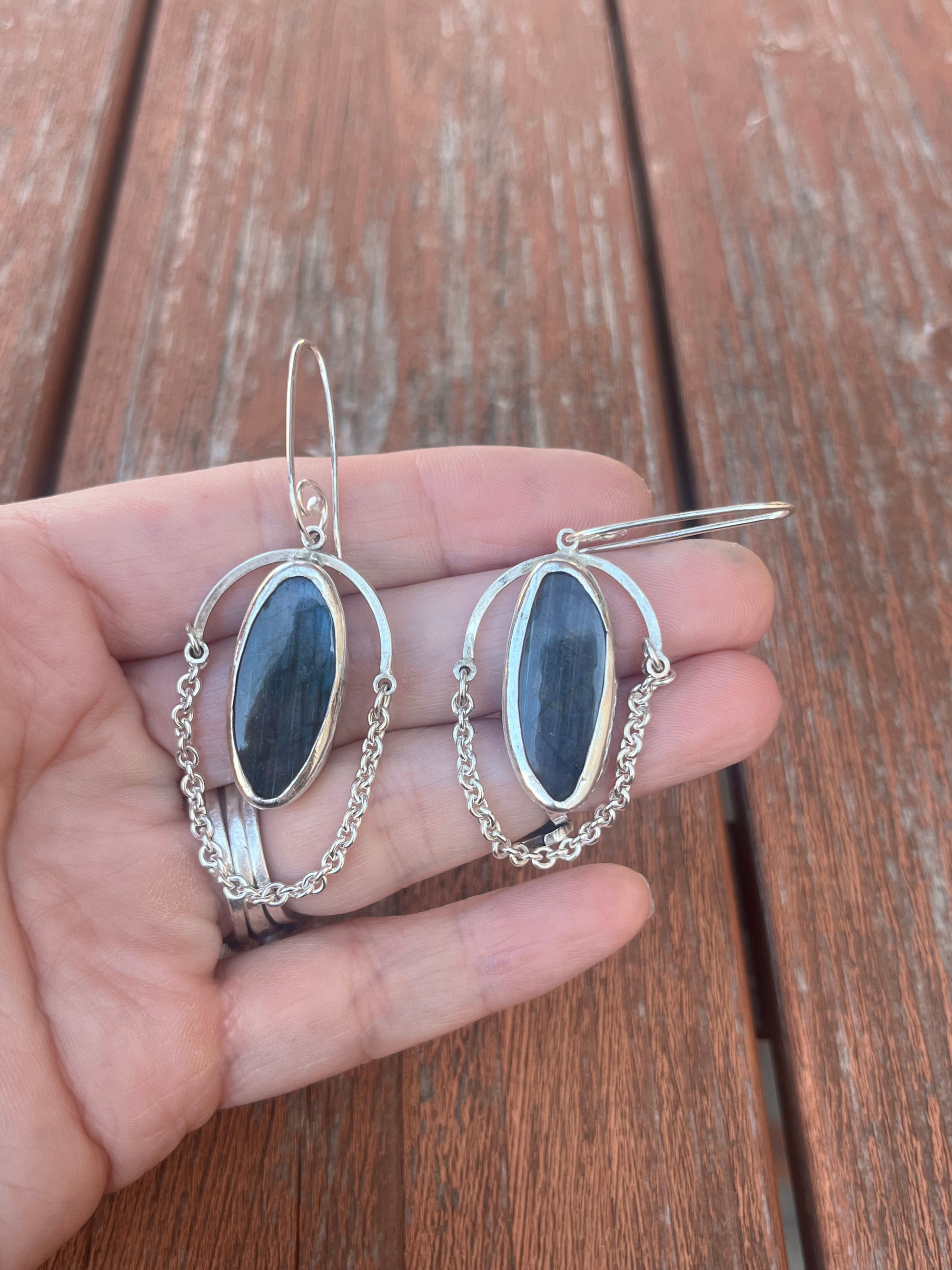 Sterling Silver and Labradorite Earrings by Courtney Marie Jewelry