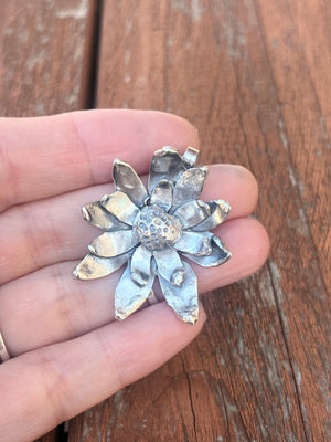 Large Sterling Silver Flower Pendant by Courtney Marie Jewelry