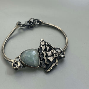 Aquamarine Anchor Silver Bracelet by Courtney Marie Jewelry