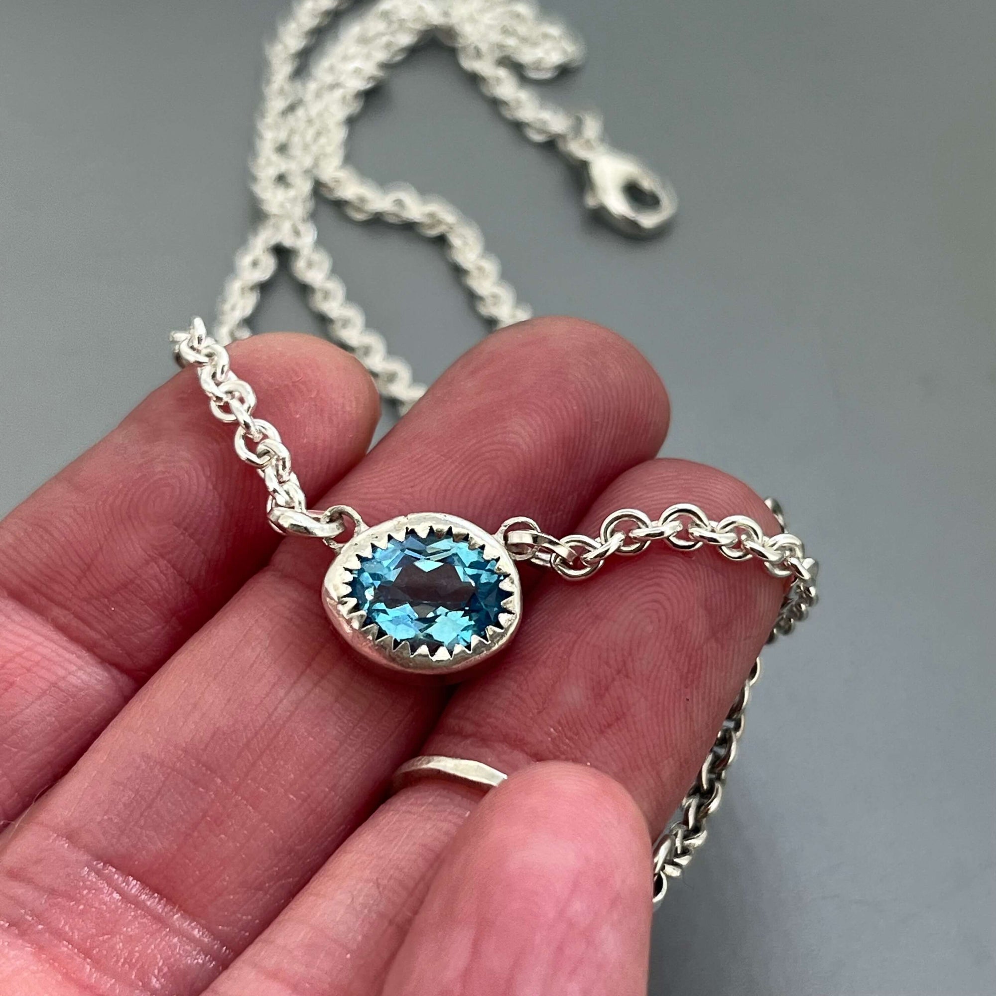 Blue Topaz and Sterling Silver Necklace by Courtney Marie Jewelry