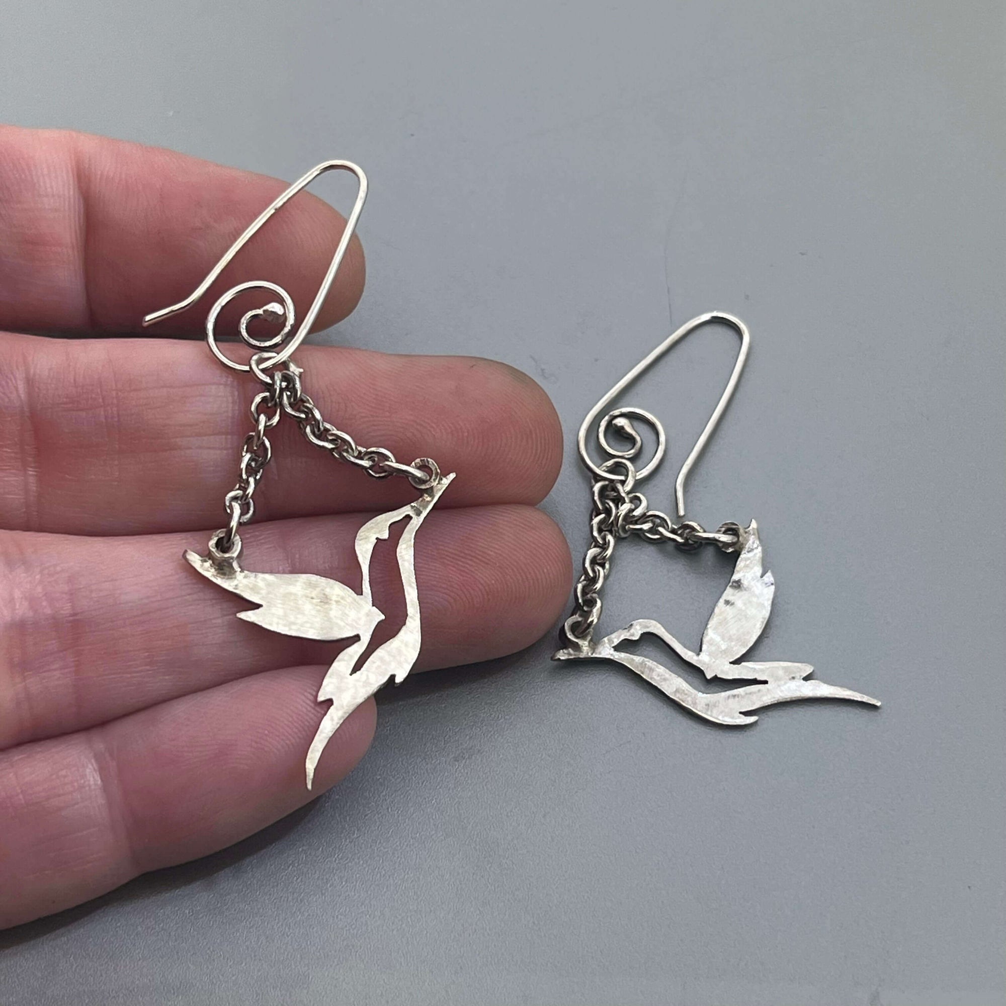 Hummingbird Earrings with Chain by Courtney Marie Jewelry