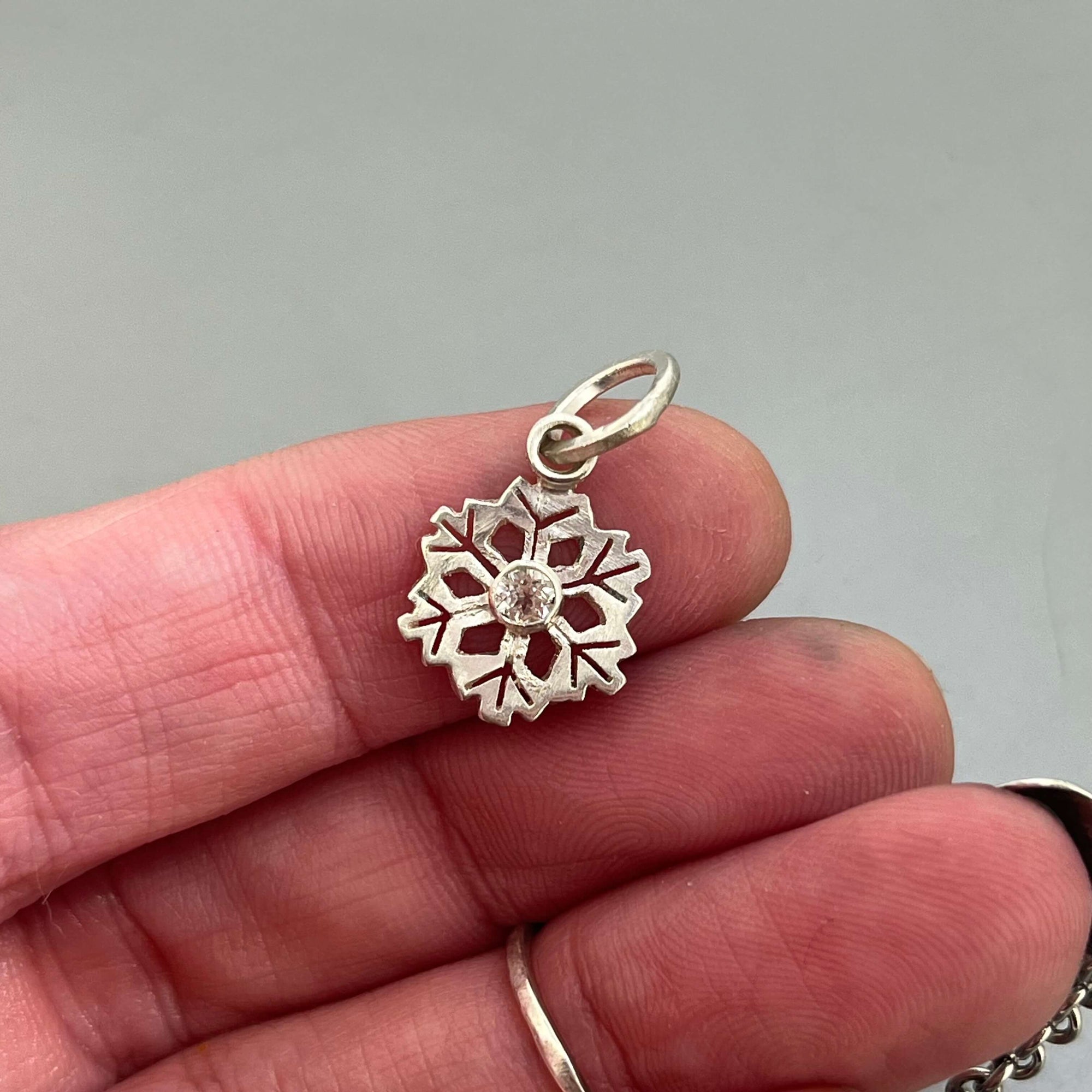 Snowflake with White Topaz Pendant by Courtney Marie Jewelry