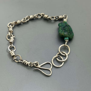 Turquoise Silver Charmed Bracelet by Courtney Marie Jewelry