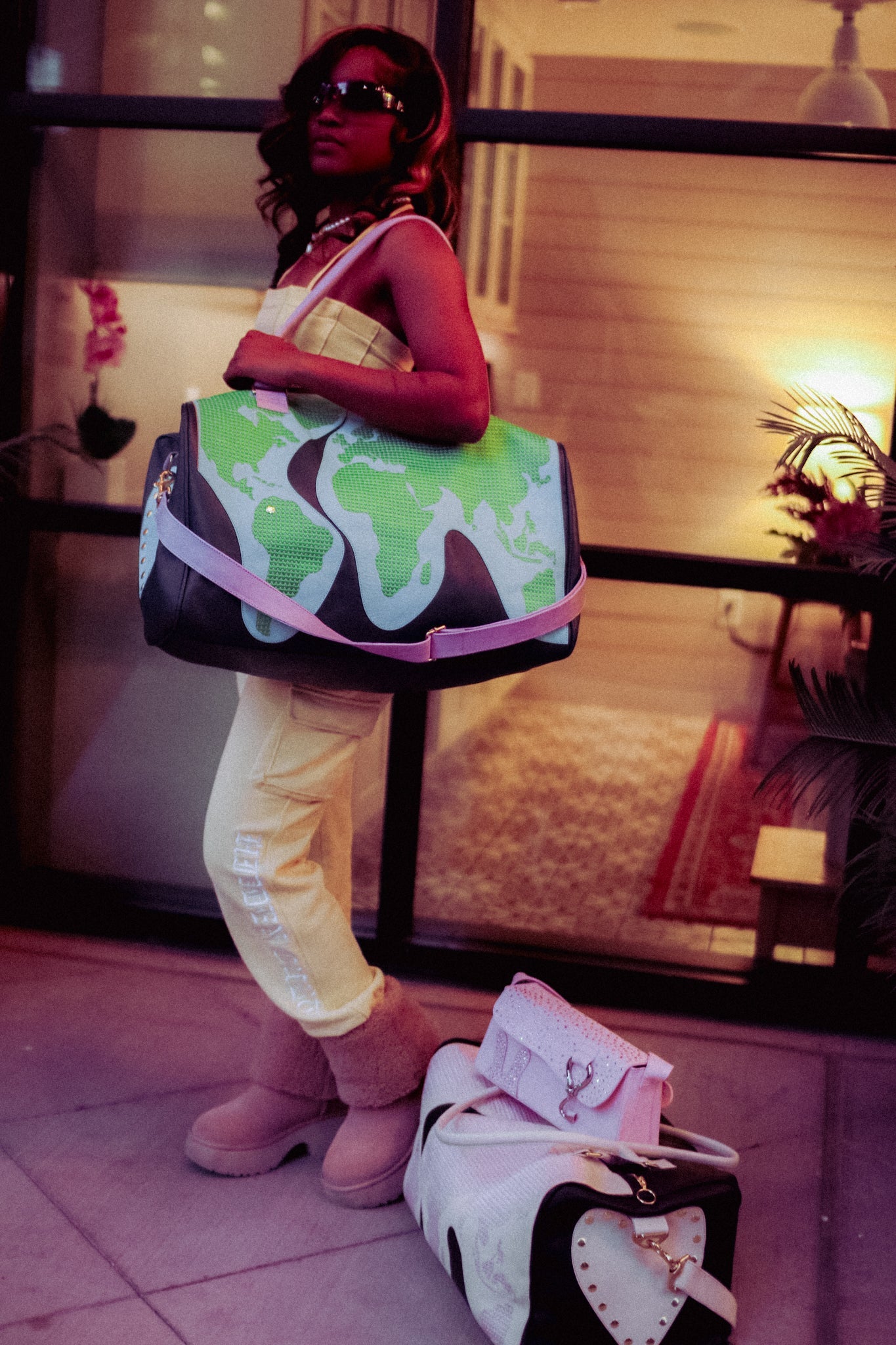 Around the World Duffle - Blue and Lilac by design Girls World