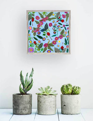 Wildflowers - Asters, Red Turk's Cap & Pink Mallow Mini Framed Canvas by Eli Halpin