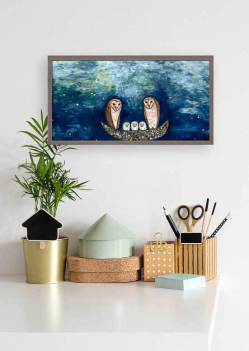 Barn Owl Treasure Nest Mini Framed Canvas Print by Eli Halpin