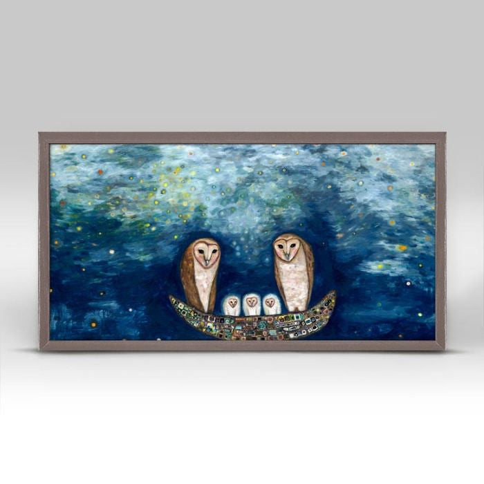 Barn Owl Treasure Nest Mini Framed Canvas Print by Eli Halpin