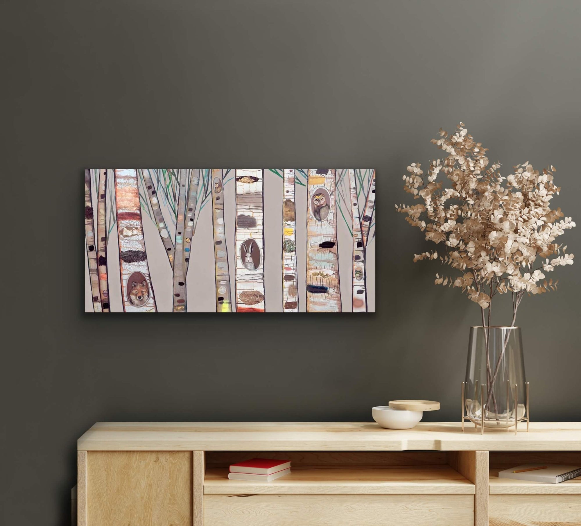 Birch Trees and Friends Canvas Print by Eli Halpin + 15"x30"