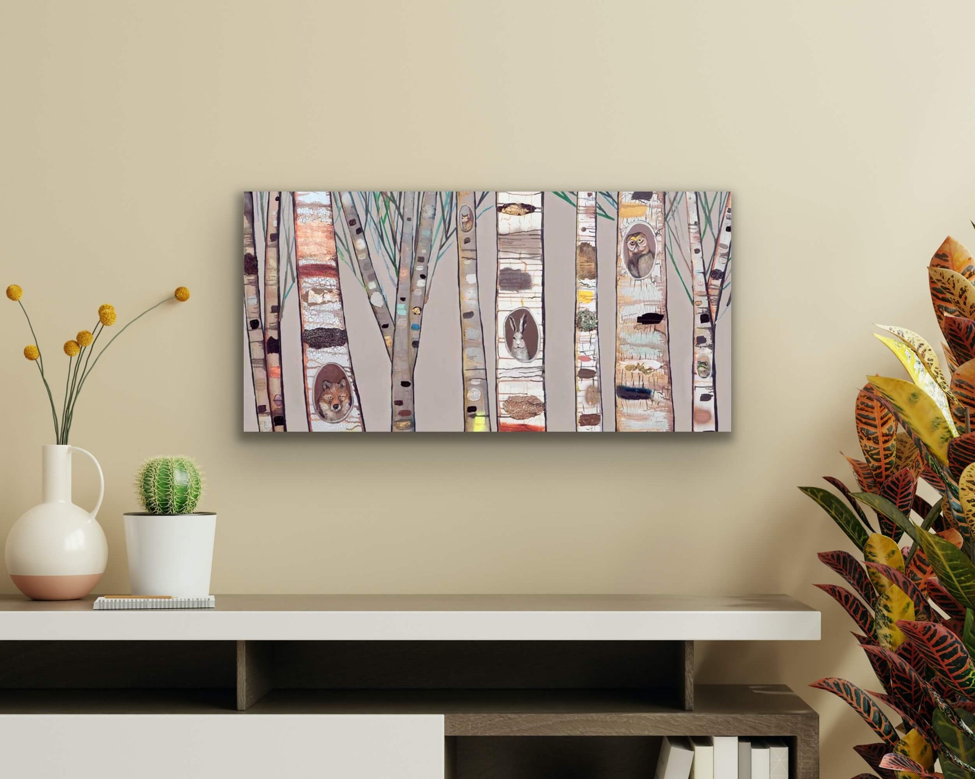 Birch Trees and Friends Canvas Print by Eli Halpin + 15"x30"