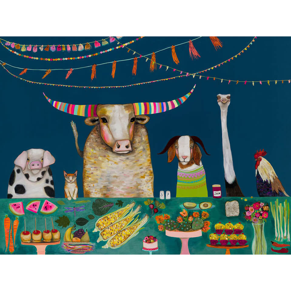 Dinner party delight! These farm animal friends are ready to have a fun feast.