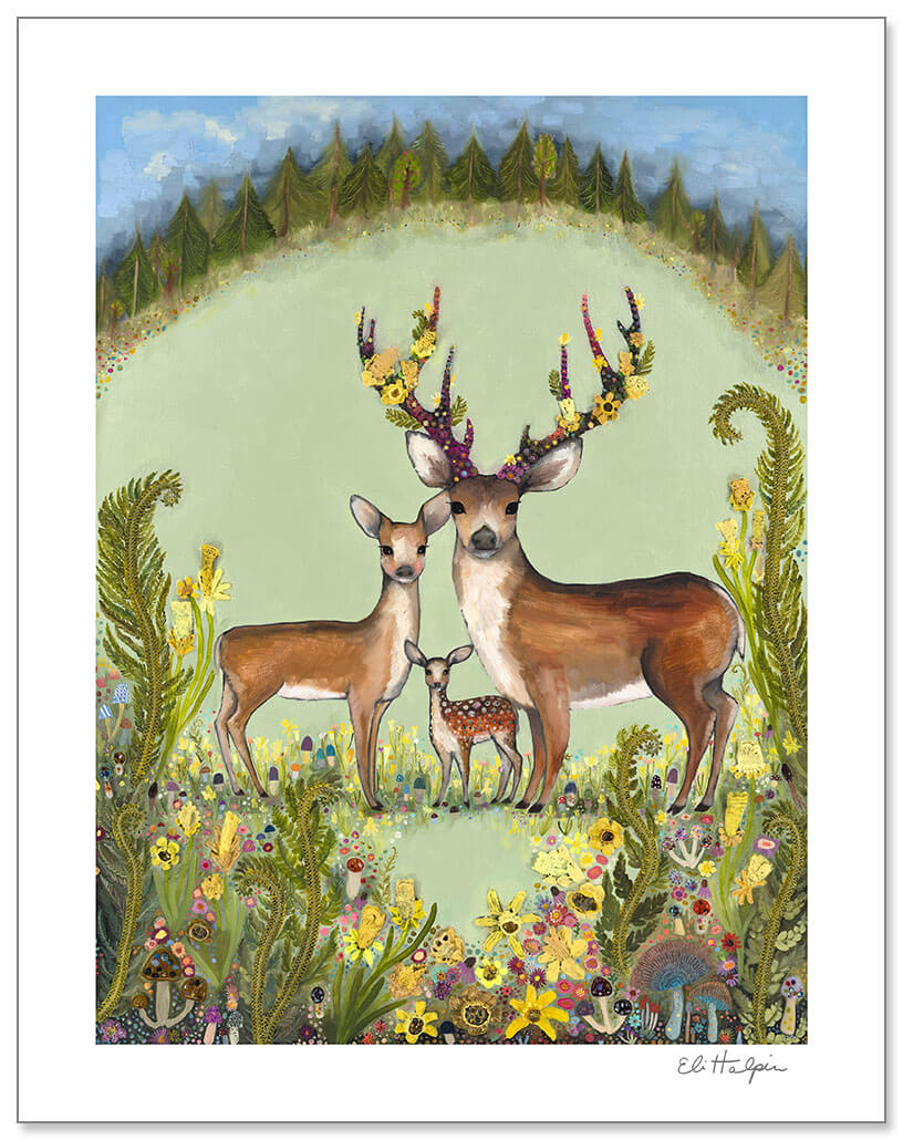 Deer Family Print by Eli Halpin + Paper