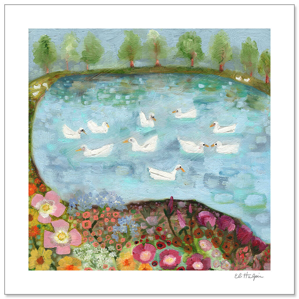 Duck Pond Print by Eli Halpin + 12"x12" Paper