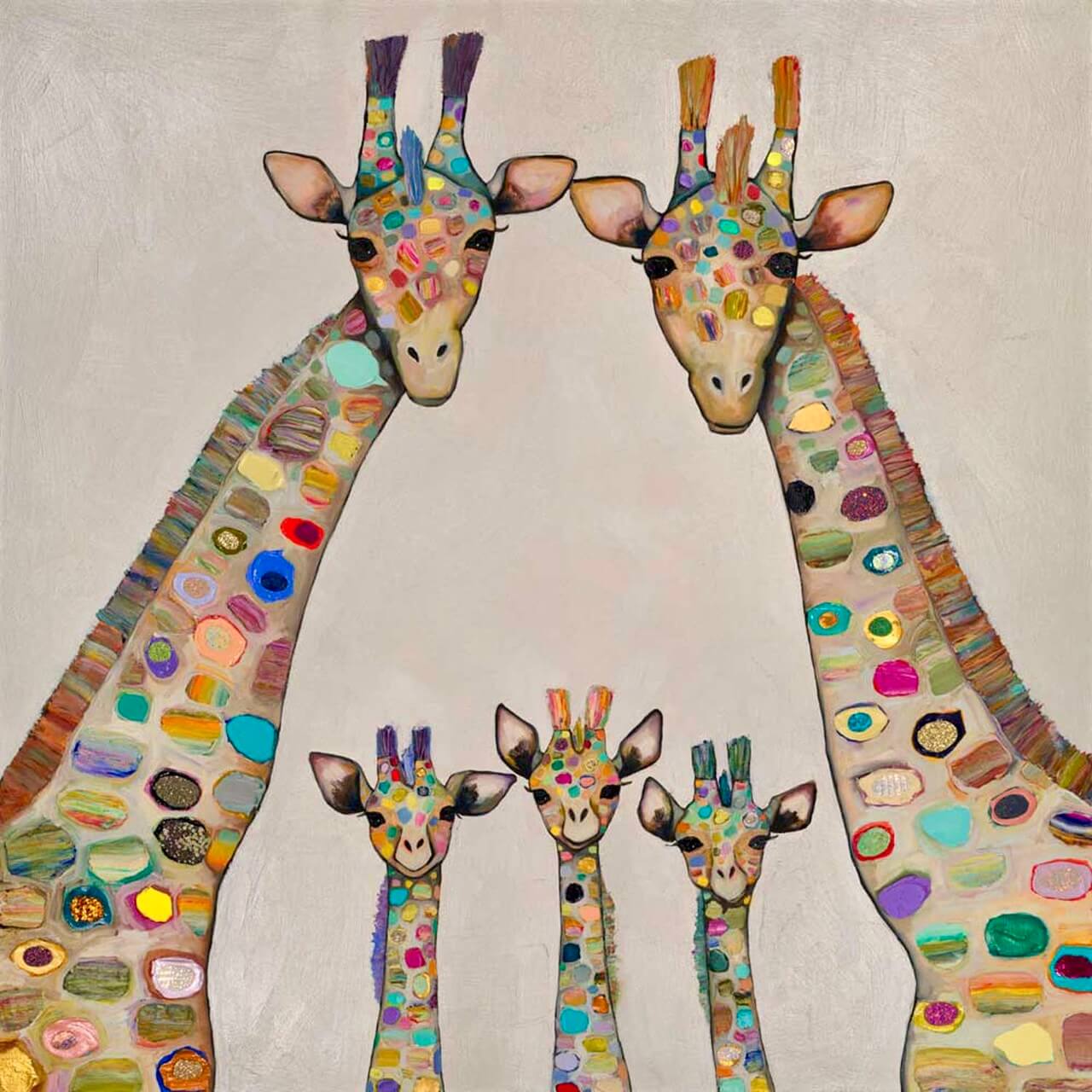 Family of Giraffes Canvas Print by Eli Halpin + 24"x24"