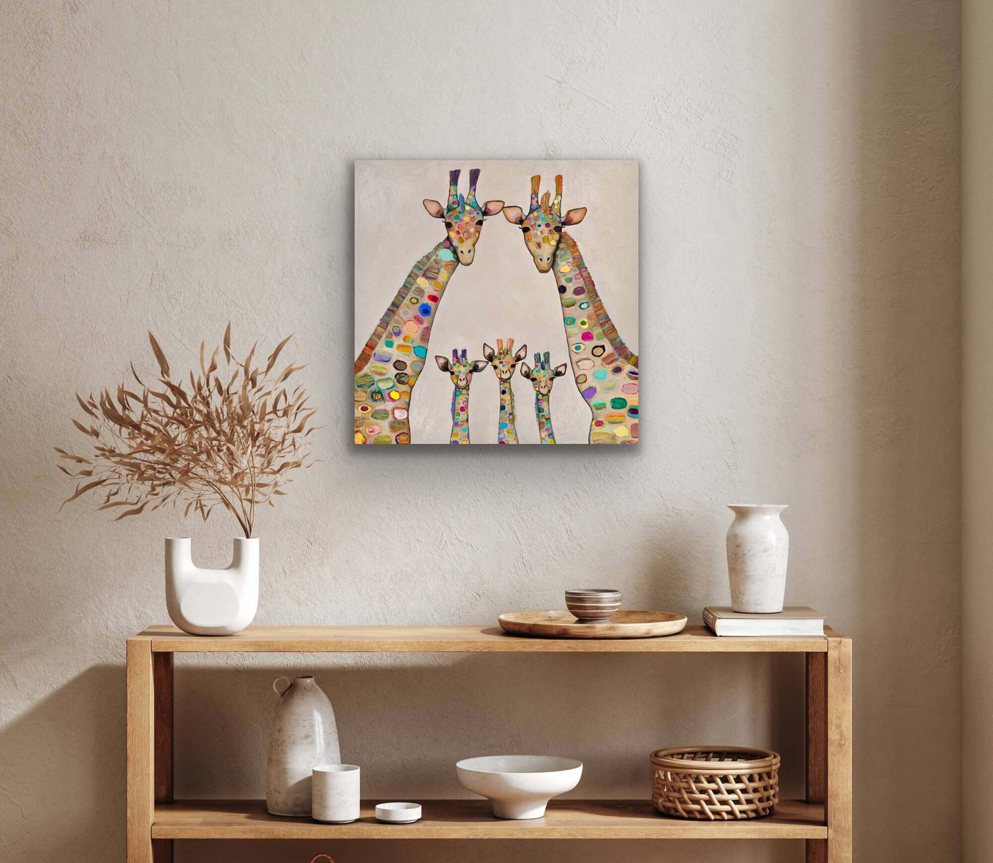 Family of Giraffes Canvas Print by Eli Halpin + 24"x24"