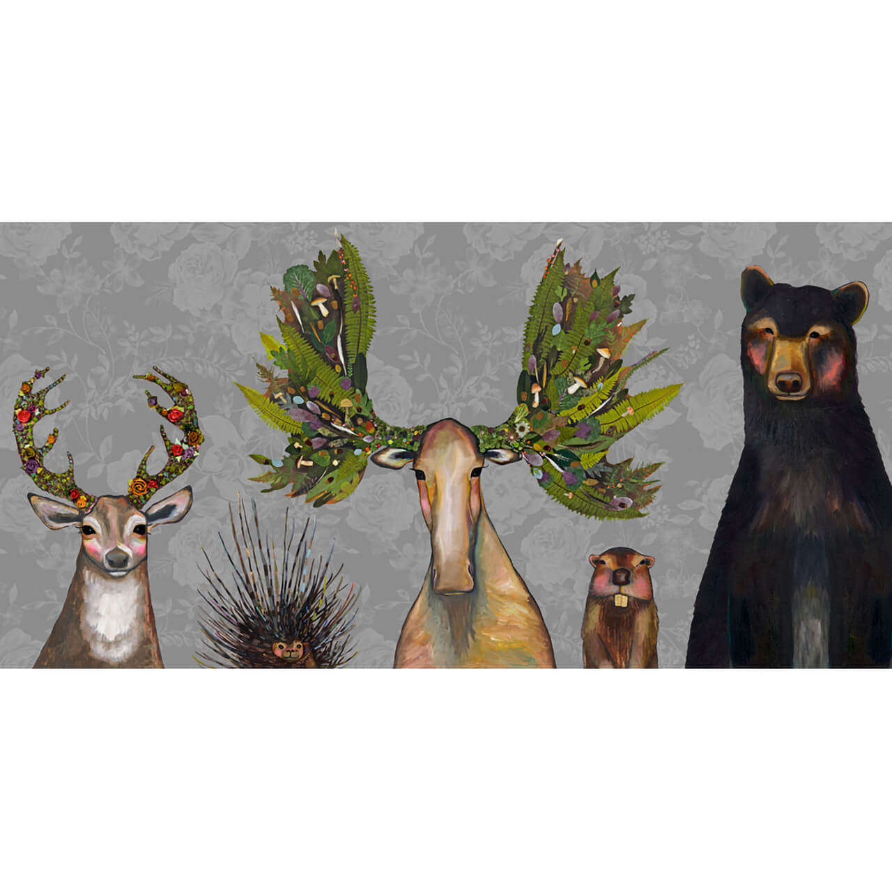 Forest Five on Floral Canvas Print by Eli Halpin + 12"x24"