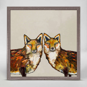 Fox Duo on Cream Mini Framed Canvas Print by Eli Halpin