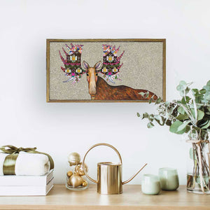 Gingerbread Moose - Holiday Embellished with Glitter by Eli Halpin - Austin Tx Artist
Mini Framed Canvas Print
5” x 10”