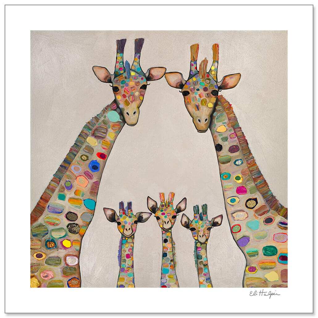 Giraffe Family Print by Eli Halpin + 12"x12" Paper