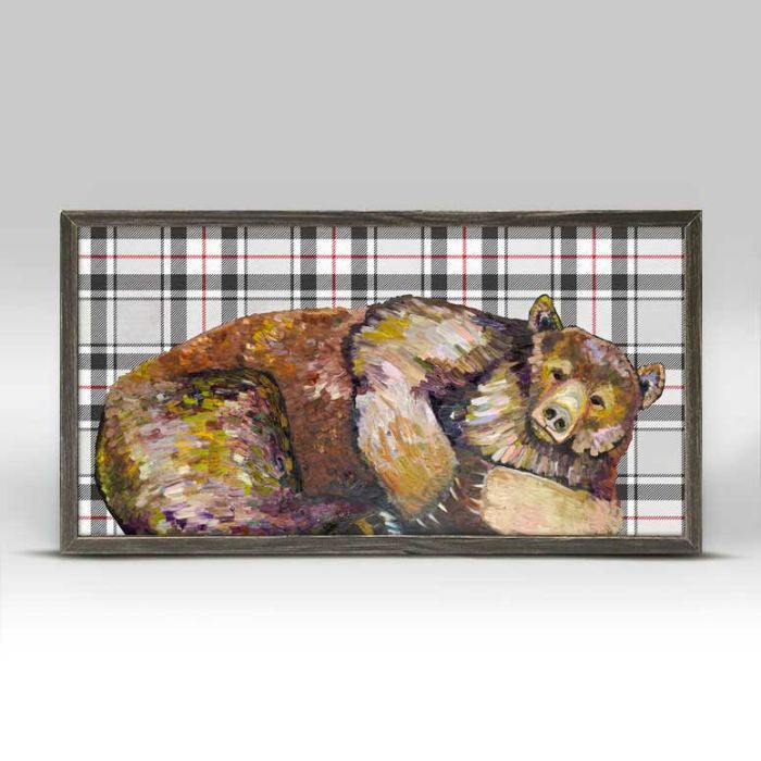 Grizzly Bear Dreams - Tartan Mini Framed Print by Eli Halpin