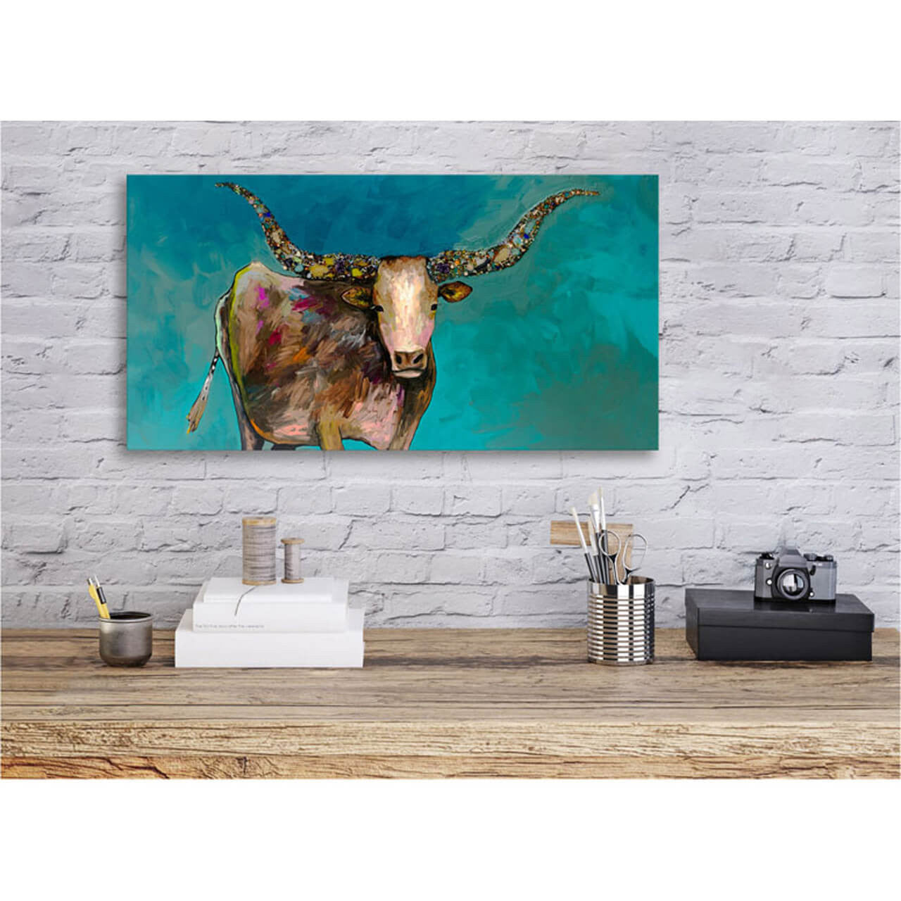 Longhorn Geode with Tail Print by Eli Halpin
Canvas print
15”h x 30”w