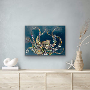 Octopus in the Deep Blue Sea Canvas Print by Eli Halpin + 18"x24"