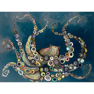 Octopus in the Deep Blue Sea Canvas Print by Eli Halpin + 18"x24"