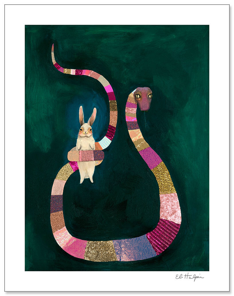 Pink Snake Print by Eli Halpin + 11"x14" Paper