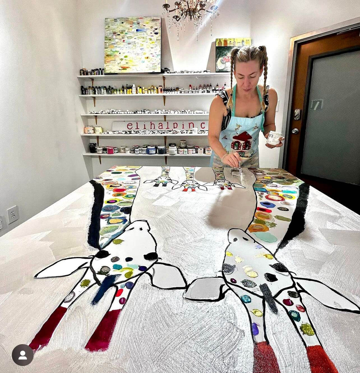 Stingrays in Racing Stripes Mini Framed Canvas Print by Eli Halpin + Rustic Natural Frame