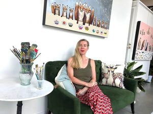 Get to Know the Austin Artist:
Eli Halpin grew up in Alaska and now lives and paints full time in Austin Texas. Her focus is on animal face expressions while enjoying and celebrating their paws, cheeks, whiskers, claws, hooves, antlers, horns and tusks.