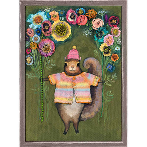 Squirrel Bouquet Mini Framed Canvas Print by Eli Halpin