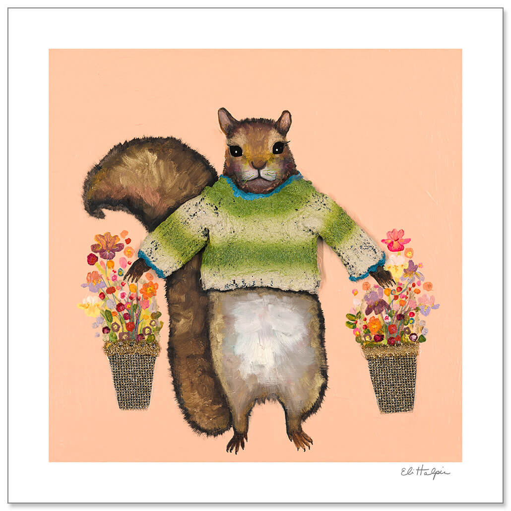 Squirrel Sweater 2 Print by Eli Halpin + 8"x8" Paper