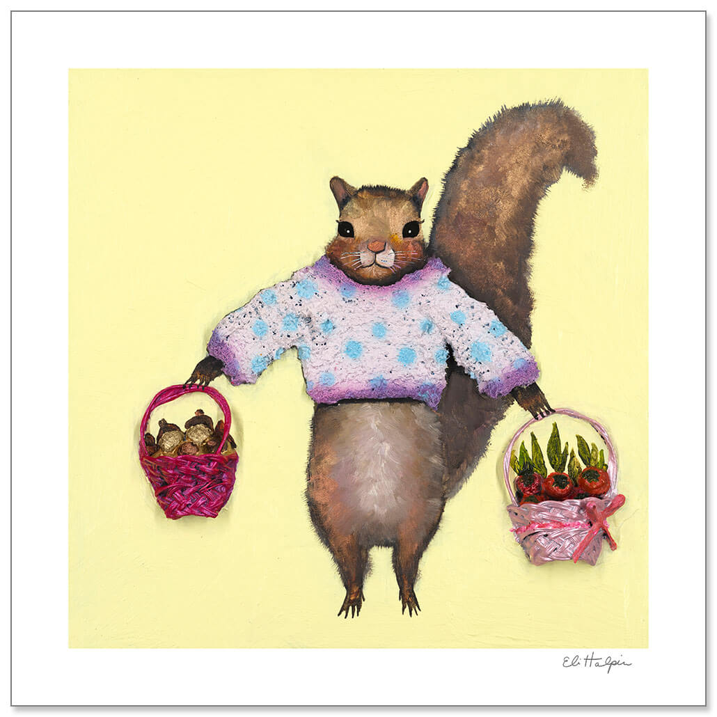 Squirrel Sweater 1 Print by Eli Halpin + 12"x12" Paper