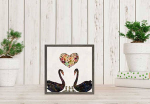 Swan Love on Pearl Mini Framed Canvas Print by Eli Halpin