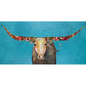 Longhorn with Swinging Tail Canvas Print by Eli Halpin + 12"x24"