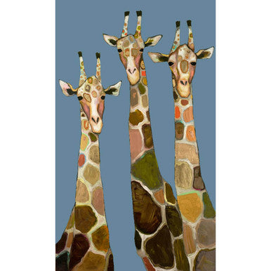 Three Giraffes in Blue Canvas Print by Eli Halpin