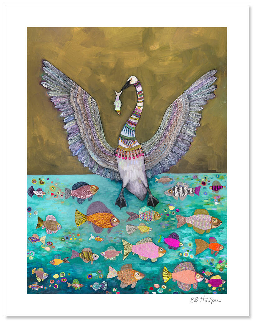 Trumpeter Swan Print by Eli Halpin + 11"x14" Paper