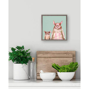 Two Piggies in a Row on Mint Mini Framed Canvas Print by Eli Halpin