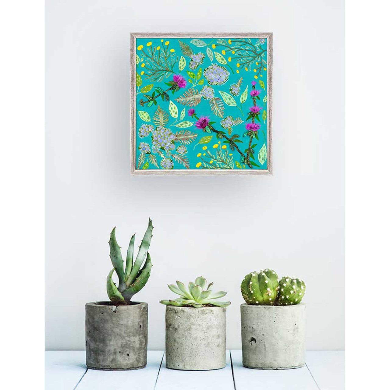 Wildflowers - Santolina, Mist Flower & Bee Balm Framed Canvas Print by Eli Halpin