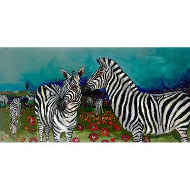 Poppy Field of Zebras Canvas Print by Eli Halpin