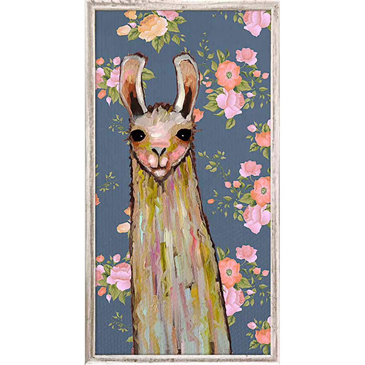 Baby Llama Floral Mini Framed Canvas Print by Eli Halpin