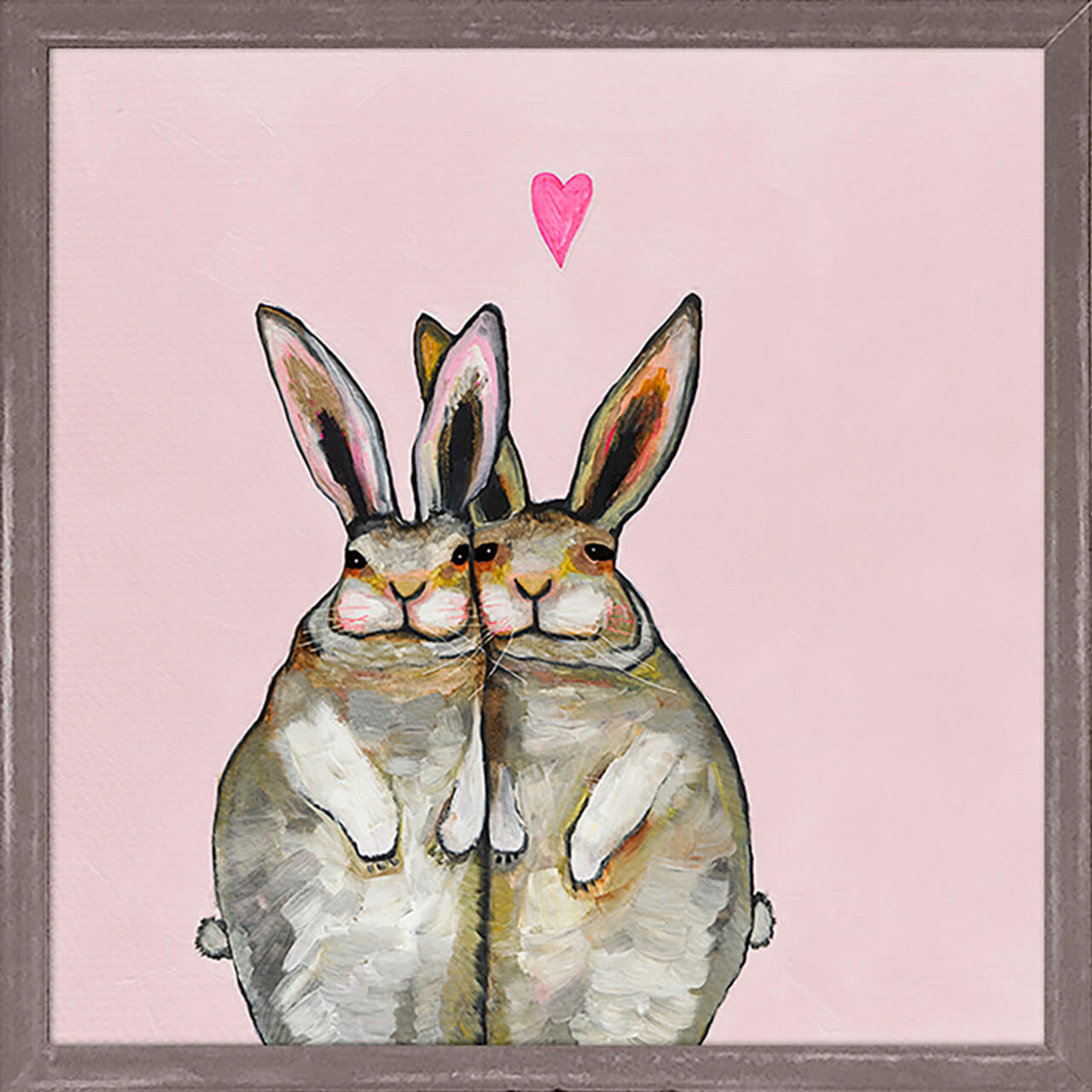 These cute little bunny friends make quite the pair. Bring some happiness into your home with this unique artwork from Eli Halpin.