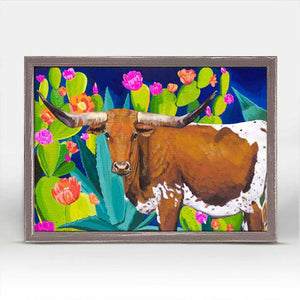 Desert Longhorn Mini Framed Canvas Print by Stationery Bakery