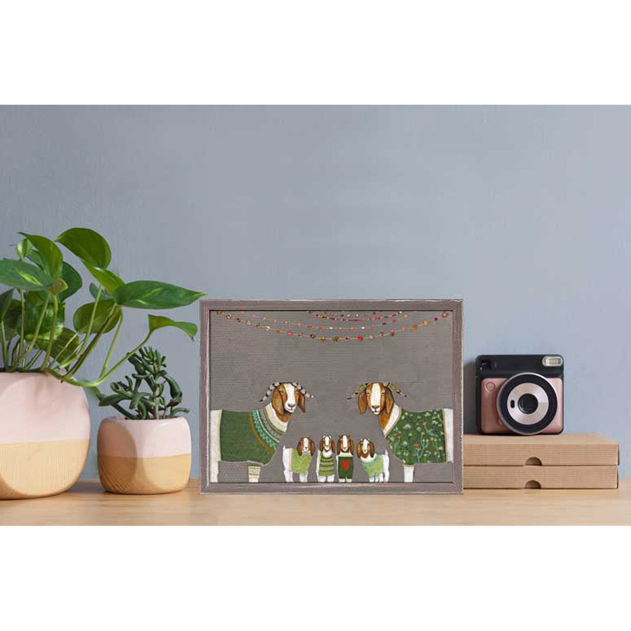 Goats in Sweaters by Eli Halpin - Austin Tx Artist Mini Framed Canvas