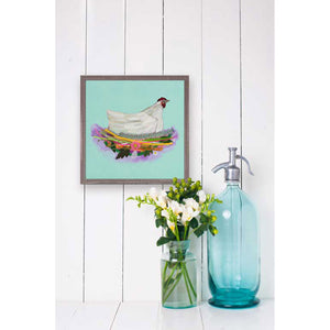 Nesting Hens - White Hen Mini Framed Canvas Print by Eli Halpin