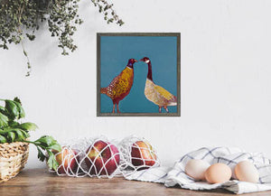 Pheasant & Goose Mini Framed Canvas Print in Blue by Eli Halpin