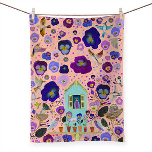 Purple Finches Dish Towels by Eli Halpin