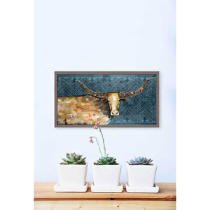 Longhorn Geode Tribal Blue Mini Framed Canvas Print by Eli Halpin