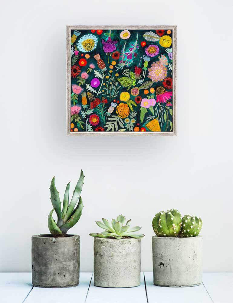 Wildflowers - Thistles -  Mini Framed Canvas by Eli Halpin